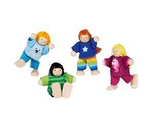 Dukker, Bamser & Utstyr - Goki Wooden Dollhouse Dolls Flexible Children 4 pcs. - 51499