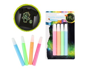 Hobbyartikler - Toi-Toys Squeeze Textile Markers Glow in the Dark 4 pcs. - 47113A