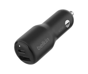 Mobil - Adaptere og ladere - Belkin BoostCharge car power adapter - USB 24 pin USB-C - 42 Watt - CCB005BTBK