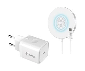 Batteri - CELLY MAGCHARGEKIT wireless charging pad - + AC power adapter - 10 Watt - MAGCHARGEKIT