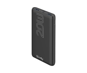 Nødlader - CELLY ProPower PBPD10000EVO power bank - 2 x USB 24 pin USB-C - 20 Watt Nødlader - Svart - 10000 mAh - PBPD10000EVOBK