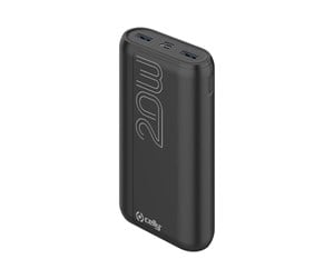 Nødlader - CELLY ProPower PBPD20000EVO power bank - 2 x USB 24 pin USB-C - 20 Watt Nødlader - Svart - 20000 mAh - PBPD20000EVOBK