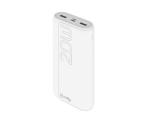 Nødlader - CELLY ProPower power bank - Micro-USB Type B 2 x USB 24 pin USB-C - 20 Watt Nødlader - 20000 mAh - PBPD20000EVOWH