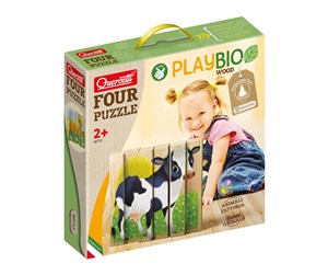 Babyleker - Quercetti PlayBio Four Wooden Puzzles: Farm Animals - QU-80712