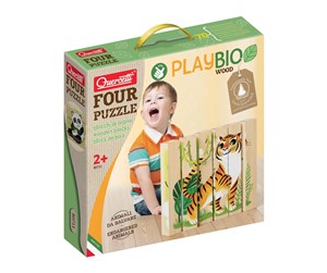 Babyleker - Quercetti PlayBio Four Wooden Puzzles: Cute Animals - QU-80711