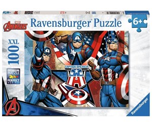 Puslespill - Ravensburger Marvel Hero - Captain America, 100pc XXL - 12001073