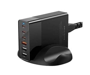 USB-hub - BlitzWolf Wall charger BW-S25 75W 3x USB + 3x USB-C (black) USB-hub - USB 3.0 - 6 porter - Svart - BW-S25