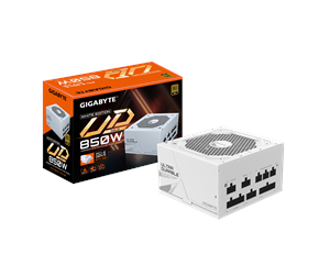 Strømforsyning (PSU) - GIGABYTE UD850GM PG5W Strømforsyning (PSU) - 850 Watt - 120 mm - ATX 2.31 - 80 Plus Gold sertifisert - GP-UD850GM PG5W