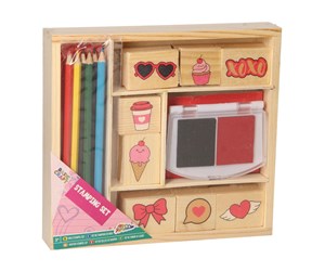 Skole - Creative Craft Group Wooden Stamp Set with Colored Pencils - 100055