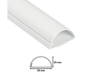 Kabelordner/Kabelstrømpe - D-LINE D-profile Cable Cover 50x25mm 1x1m White - 5025W-1M