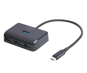 USB-hub - Deltaco HUB203 USB-C USB-hub - USB 3.0 - 4 porter - Svart - USBC-HUB203