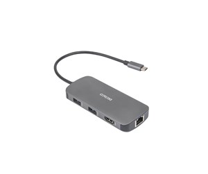 Dokkingstasjon - Deltaco USBC-HDMI26 - USB-C docking station 3x USB-A SD/microSD RJ45 HDMI silver - USBC-HDMI26