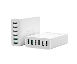 USB-hub - BlitzWolf Charger 6x USB Blitzwolf BW-S15 QC 3.0 60 W (white) USB-hub - USB 2.0 - 6 porter - Hvit - BW-S15 EU