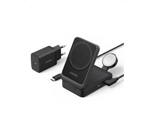 Mobil - Adaptere og ladere - Anker MagGo Wireless Charging Station (Foldable 3-in-1) - Black - B2557311