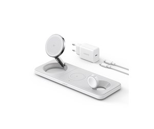 Mobil - Adaptere og ladere - Anker MagGo Wireless Charging Station (3-in-1 Pad) - White - B25M1321