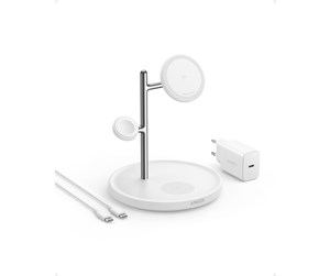 Mobil - Adaptere og ladere - Anker MagGo Wireless Charging Station (3-in-1 Stand) - White - B25M3321