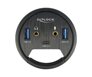 USB-hub - DeLOCK In-Desk Hub USB-hub - 3 porter - Svart - 62794