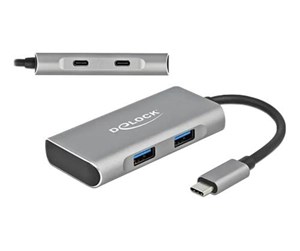 USB-hub - DeLOCK - hub - 4 ports USB-hub - USB 3.0 - 4 porter - Sølv - 63260