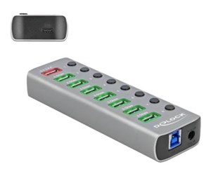 USB-hub - DeLOCK - hub - 7 ports USB-hub - USB 3.1 - 7 porter - Sølv - 63264