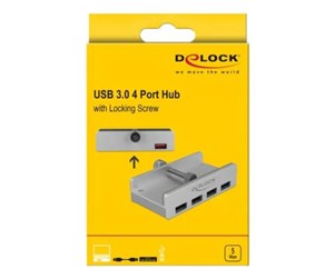 USB-hub - DeLOCK External USB 3.0 4 Port Hub with Locking Screw USB-hub - 4 porter - Sølv - 64046