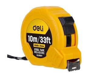 Måleutstyr - Deli Tools Steel Measuring Tape 10m/25mm  EDL9010Y (yellow) - EDL9010Y