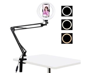 Tripod - Puluz Desktop arm stand  with 20cm LED Vlogging Ring PKT3089B - PKT3089B