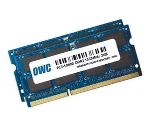 RAM - OWC Other World Computing - DDR3 - kit - 4 GB: 2 x 2 GB - SO-DIMM 204-pin - 1333 MHz / PC3-10600 - unbuffered - OWC1333DDR3S04S