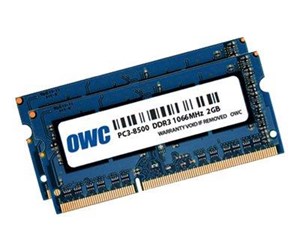 RAM - OWC Other World Computing - DDR3 - kit - 4 GB: 2 x 2 GB - SO-DIMM 204-pin - 1066 MHz / PC3-8500 - unbuffered - OWC8566DDR3S4GP