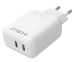 Mobil - Adaptere og ladere - CELLY TC2USBC45W - 2 USB-C Wall Charger 45W [PRO POWER] - TC2USBC45WWH