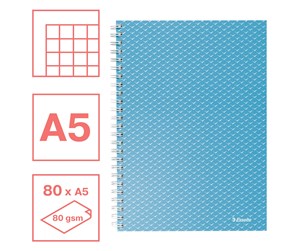 Blokker & Notisbøker - Esselte  Colour'Breeze A5 Notebook squared wirebound Blue - 628466