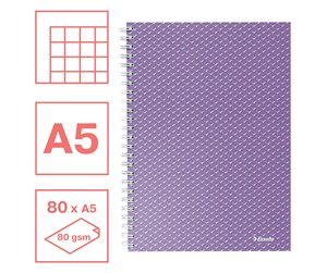 Blokker & Notisbøker - Esselte  Colour'Breeze A5 Notebook squared wirebound Lavender - 628469