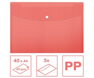 Arkivering & Oppbevaring - Esselte  Colour'Breeze A4 Document Wallet PP Pack of 3 Coral - 628489