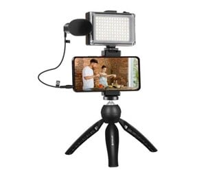 Tripod - Puluz Live broadcast kit  tripod mount + LED lamp + microphone + phone clamp - PKT3132B