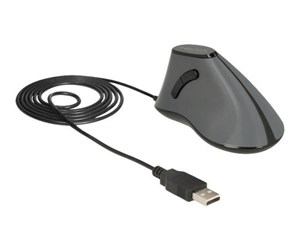 Mus - DeLOCK - vertical mouse - USB - grey black - Vertical mouse - Optisk - 5 - Svart - 12527