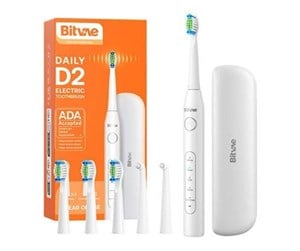 Elektrisk tannbørste - Bitvae Elektrisk tannbørste Sonic toothbrush with tips set and travel case D2 (white) - D2 White