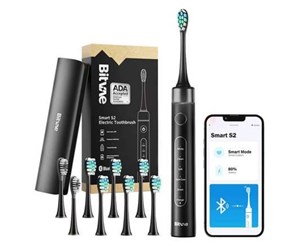 Elektrisk tannbørste - Bitvae Elektrisk tannbørste Sonic toothbrush with app tips set and travel etui S2 (black) - S2 Black+heads+case