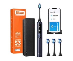 Elektrisk tannbørste - Bitvae Elektrisk tannbørste Sonic toothbrush with app tips set travel case and toothbrush holder S3 (navy blue) - S3 blue plus