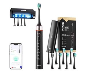 Elektrisk tannbørste - Bitvae Elektrisk tannbørste Sonic toothbrush with app and tip set travel case and UV sterilizer S2+HD2 (black) - S2 Black + HD2 set