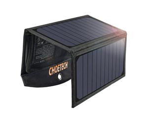 Kraftstasjon - Choetech Foldable solar charger  SC001 19W 2xUSB (black) - SC001