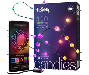 Smarthus - Twinkly Candies – 100 Pearl-shaped RGB LEDs Green Wire USB-C - TWKP100RGB-G