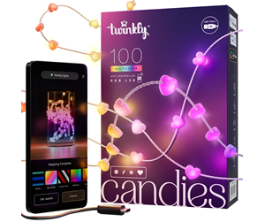 Smarthus - Twinkly Candies – 100 Heart-shaped RGB LEDs Clear Wire USB-C - TWKH100RGB-T