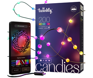 Smarthus - Twinkly Candies – 200 Pearl-shaped RGB LEDs Green Wire USB-C - TWKP200RGB-G