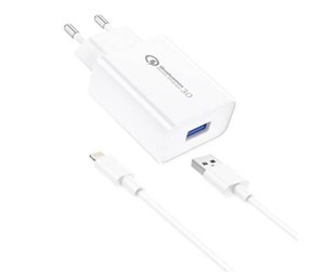 Mobil - Adaptere og ladere - Foneng Wall Charger + USB to Lightning Cable 3A EU13 (White) - EU13 iPhone