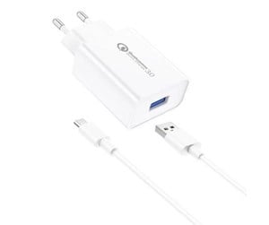 Mobil - Adaptere og ladere - Foneng Wall Charger EU13 + USB to Micro USB Cable 3A (White) - EU13 Micro