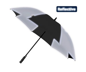 Fritid & Reise - Falcone Reflective Umbrella - Automatic - Windproof - 120 cm - Black / Silver - GP-48-8120