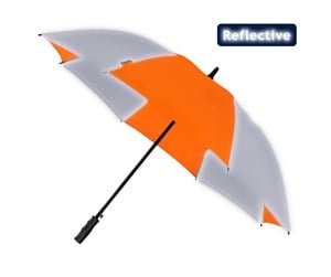 Fritid & Reise - Falcone Reflective Umbrella - Automatic - Windproof - 120 cm - Orange / Silver - GP-48-PMS021C