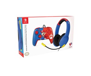 Spill - Tilbehør - PDP Power Pose Mario Wired Headset & Controller Bundle - Controller - Nintendo Switch - 0708056070298