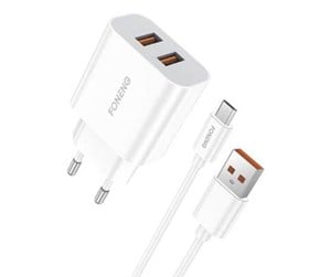 Mobil - Adaptere og ladere - Foneng Fast charger  2x USB EU45 + USB Micro cable - EU45 Micro