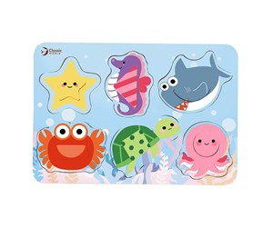 Puslespill - Classic World Wooden Puzzle Ocean Animals 13pc. Tre - 40028