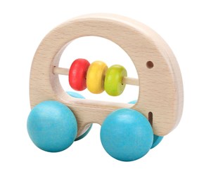 Babyleker - Classic World Wooden Rattle Elephant with Wheels - 3052